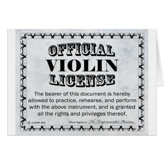 Violin License (Front Horizontal)
