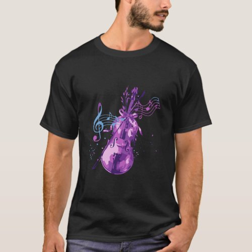 Violin Lilac Violin Watercolor Gift For Musicians T_Shirt