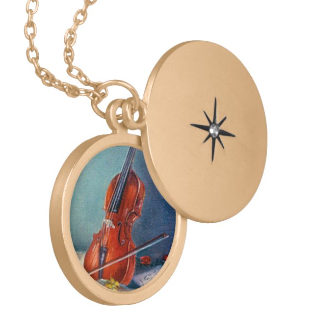 Violin Locket Necklace (Front Left)