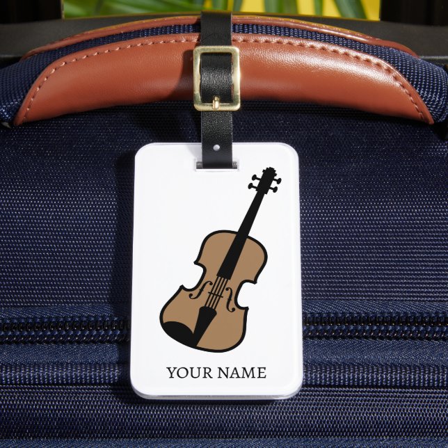 Violin logo travel luggage tag for suitcase (Front Insitu 2)