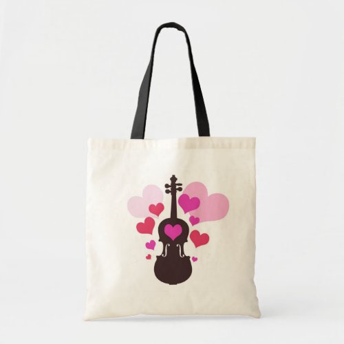 Violin Love and Hearts Tote Bag