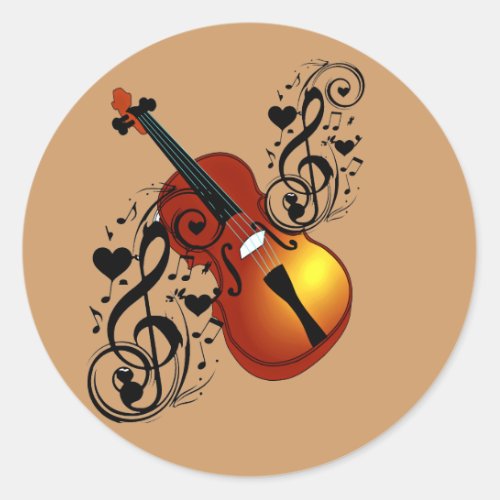 ViolinLover at Heart_ Classic Round Sticker