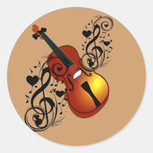 Violin,Lover at Heart_ Classic Round Sticker