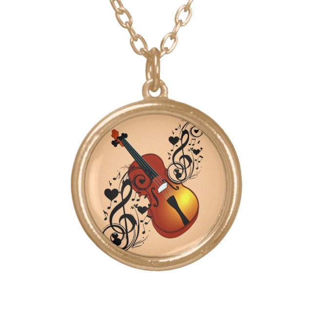 Violin,Lover at Heart_ Gold Plated Necklace (Front)
