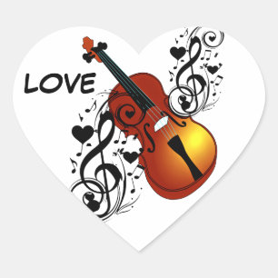 Violin,Lover at Heart_ Heart Sticker