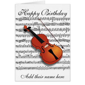 Elegant 50 Violin Happy Birthday Card