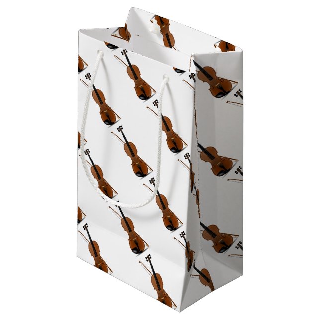 Violin Lovers, Classical Music String Instrument Small Gift Bag (Front Angled)