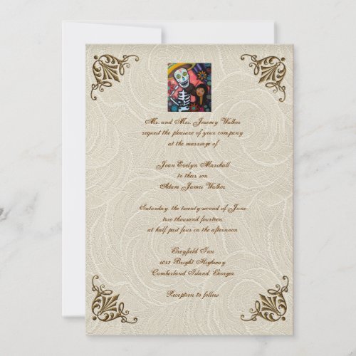 Violin Man Day of the Dead Wedding Invitation