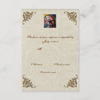 Violin Man Day of the Dead Wedding RSVP Card