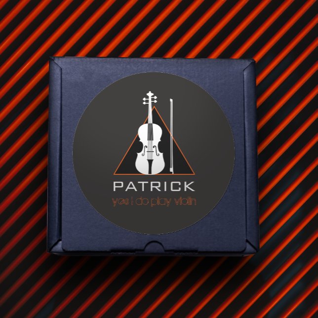 Violin minimal black triangle Modest Violinist Classic Round Sticker (Creator Uploaded)