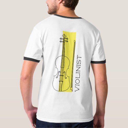 Violin minimalist black outline  yellow Violinist T_Shirt