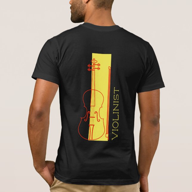 Violin minimalist black + yellow Modern Violinist T-Shirt (Back)