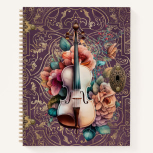 Violin Monogram Purple Enchanted  Notebook
