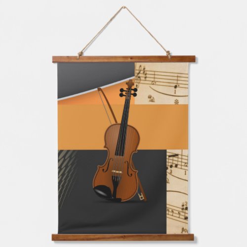 Violin Music Abstract Design Hanging Tapestry