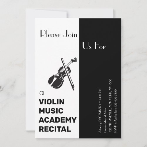 Violin Music Academy Elegant Modern Recital Invitation