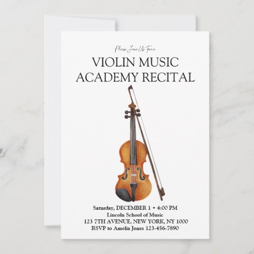 Violin Music Academy Special Recital Invitation