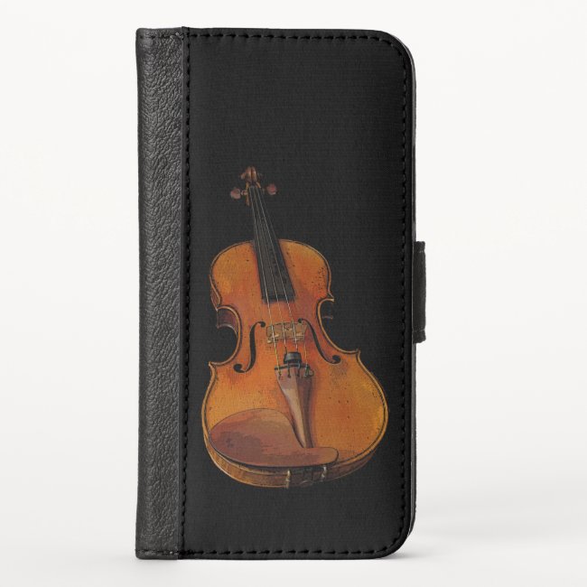Violin Music Black iPhone X Wallet Case
