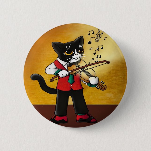 Violin Music Cat Button (Front)