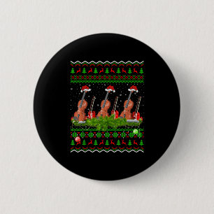Violin Music Lover Xmas Gift Ugly Christmas Violin Button