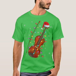 Violin Music Lover Xmas Lights Santa Violin Christ T-Shirt