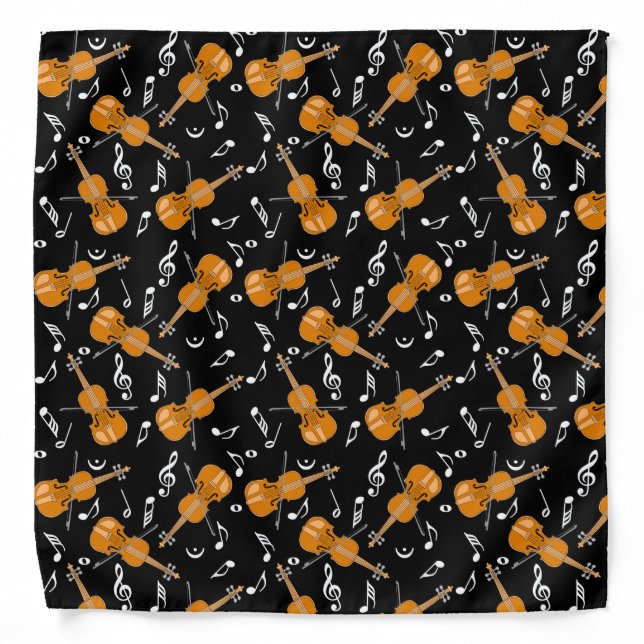 Violin Music Note Pattern Bandana (Front)