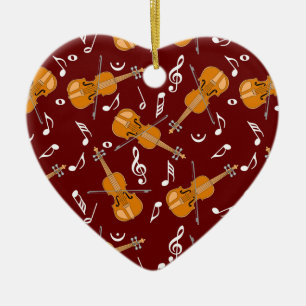 Violin Music Note Pattern Ceramic Ornament
