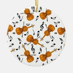 Violin Music Note Pattern Ceramic Ornament