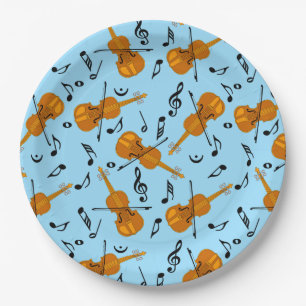 Violin Music Note Pattern Paper Plates