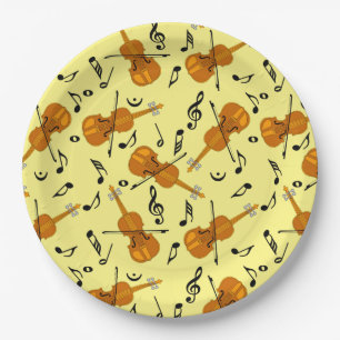 Violin Music Note Pattern Paper Plates