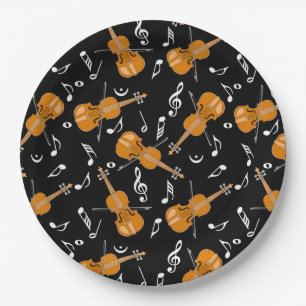 Violin Music Note Pattern Paper Plates