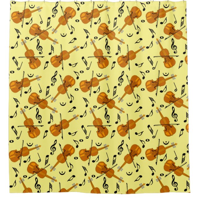 Violin Music Note Pattern Shower Curtain (Front)