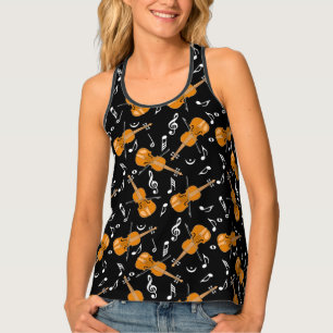 Violin Music Note Pattern Tank Top