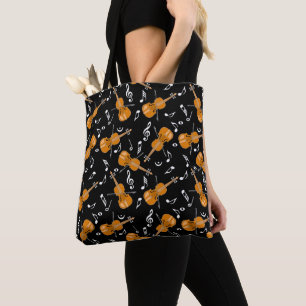 Violin Music Note Pattern Tote Bag