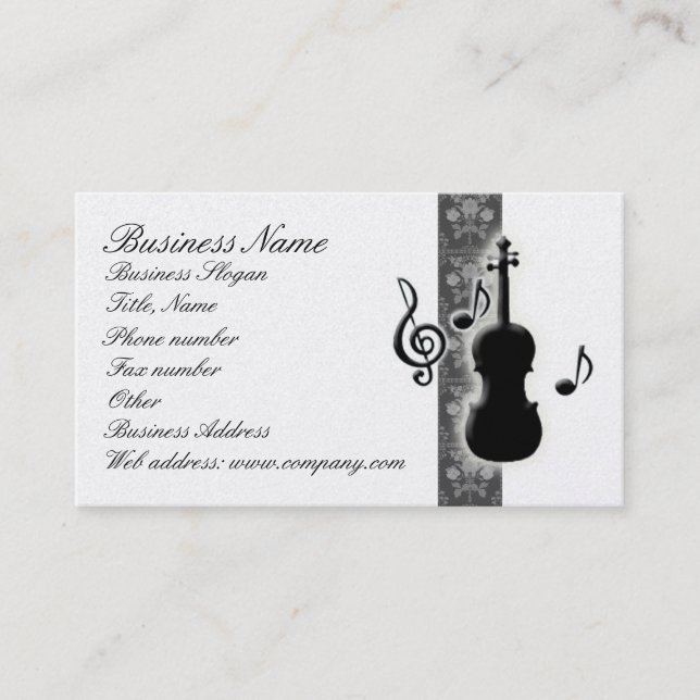 Violin Music Notes Business Card (Front)