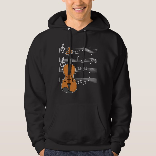 Violin Music Notes Clef for Orchestra Violinists Hoodie (Front)