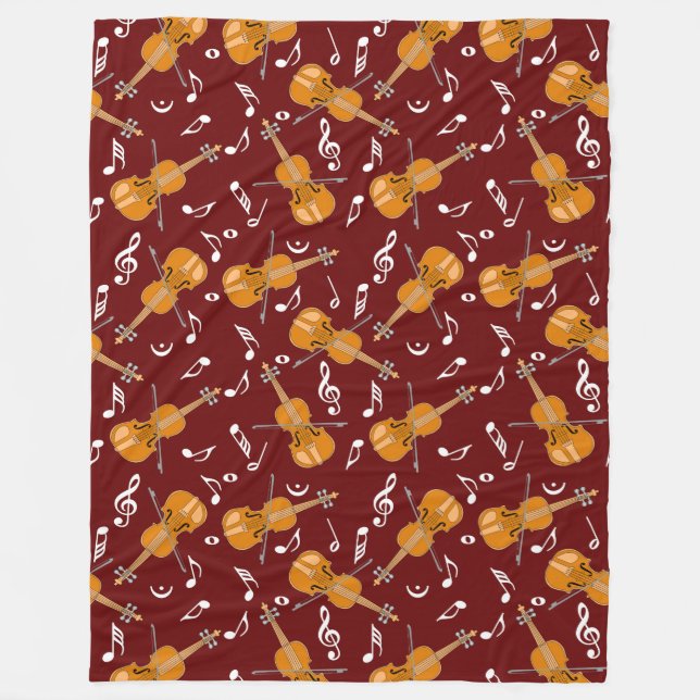 Violin Music Notes Fleece Blanket (Front)