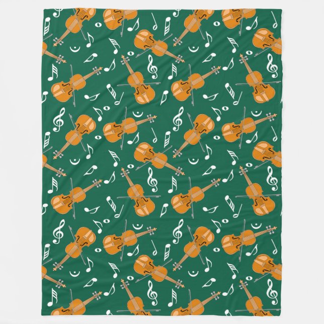 Violin Music Notes Fleece Blanket (Front)
