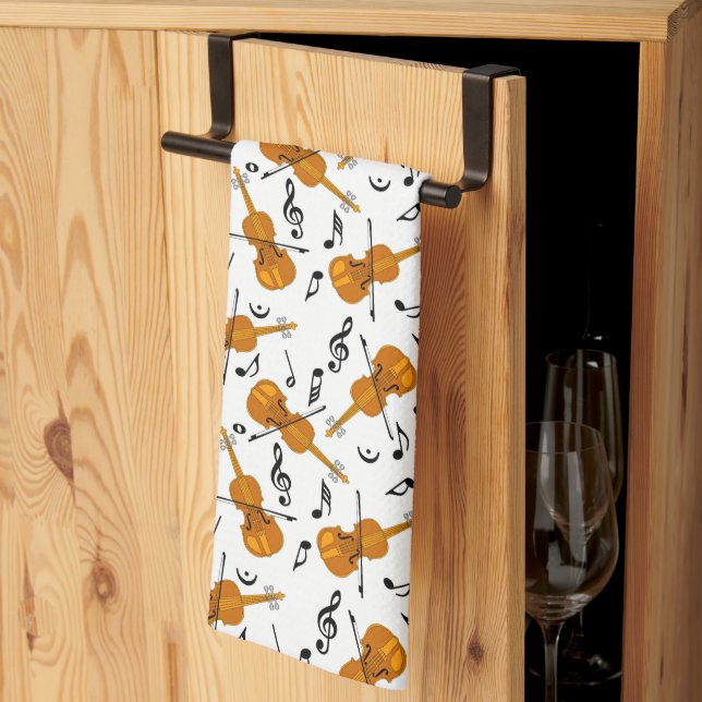 Violin Music Notes Kitchen Towel (Thirds Fold)