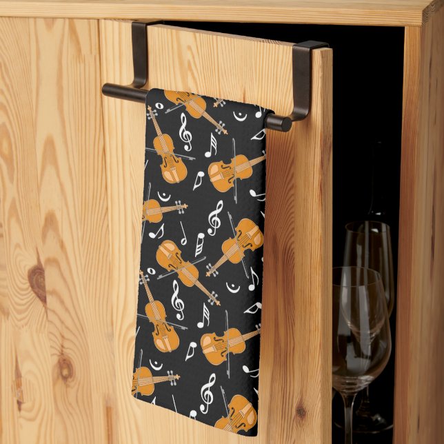 Violin Music Notes Kitchen Towel (Thirds Fold)