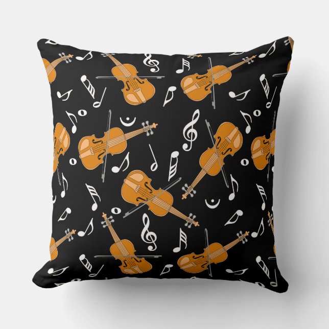 Violin Music Notes Throw Pillow (Front)