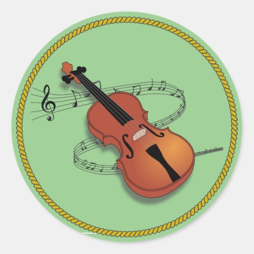 Violin music popular design classic round sticker