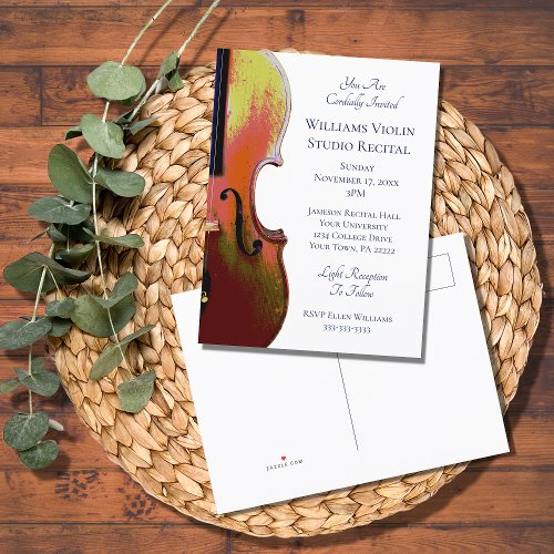 Violin Music Recital Concert Invitation Postcard