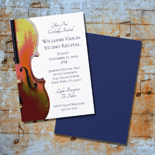 Violin Music Recital Elegant Blue Invitation