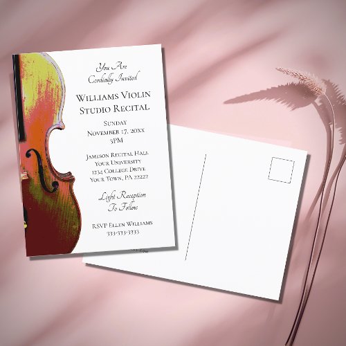 Violin Music Recital Simple Invitation Postcard