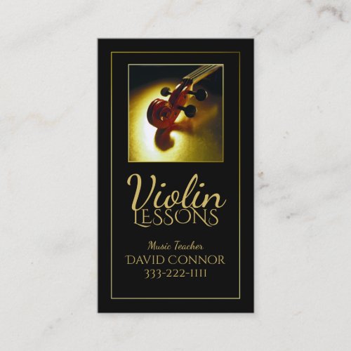 Violin Music Teacher Classic Black Business Card