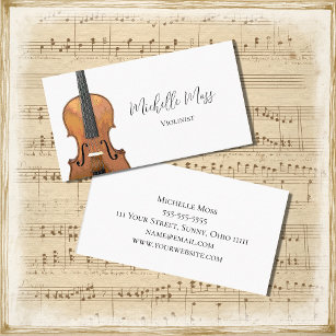 Violin Music Teacher Violinist  Elegant Business Card