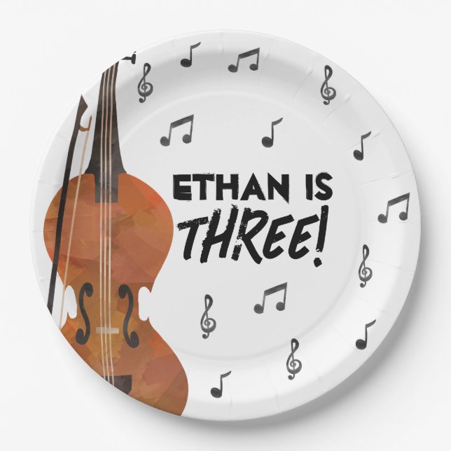 Violin Music Theme Birthday Party Paper Plates (Front)