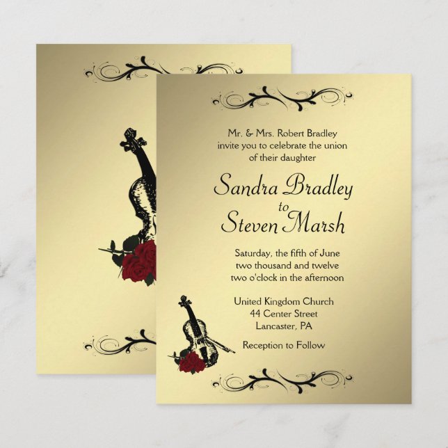 Violin Music Wedding Invitation   (Front/Back)
