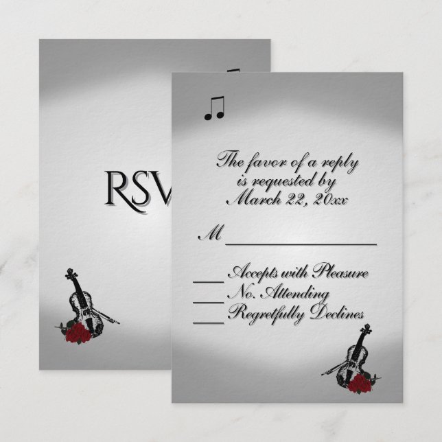 Violin Music Wedding RSVP Card (Front/Back)