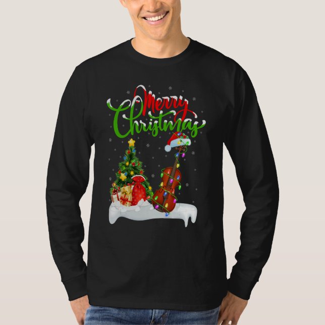 Violin Music   Xmas Decorations Santa Violin Chris T-Shirt (Front)